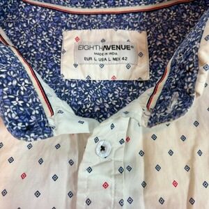 Eighth Avenue Men's Short Sleeve Button Down Shirt Geometric White Size Large L